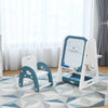 2-in-1 Kids Easel Desk Chair Set Book Rack Adjustable Art Painting Board-Blue
