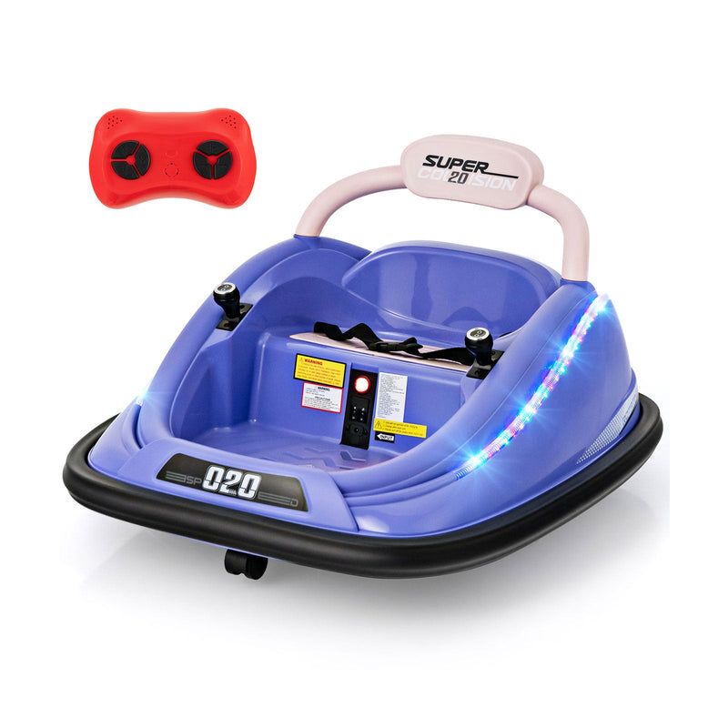12V Kids Bumper Car Ride on Toy with Remote Control and 360 Degree Spi ...