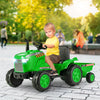 12V Kids Ride On Tractor with Trailer and Remote Control-Green