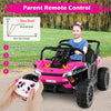 12V Kids Ride on Truck Off-Road UTV with Parental Remote and Lights-Pink