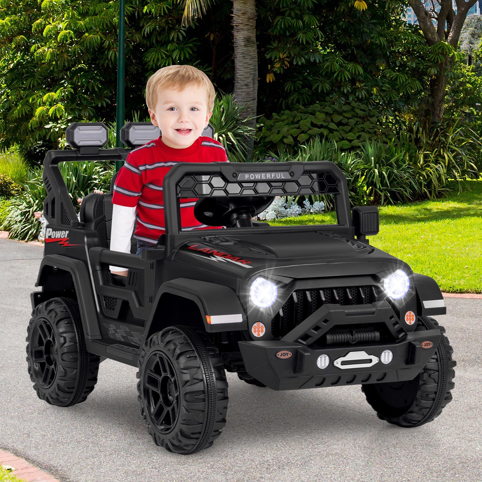 12V Electric Kids Ride on Truck with Remote Control and Music-Black ...