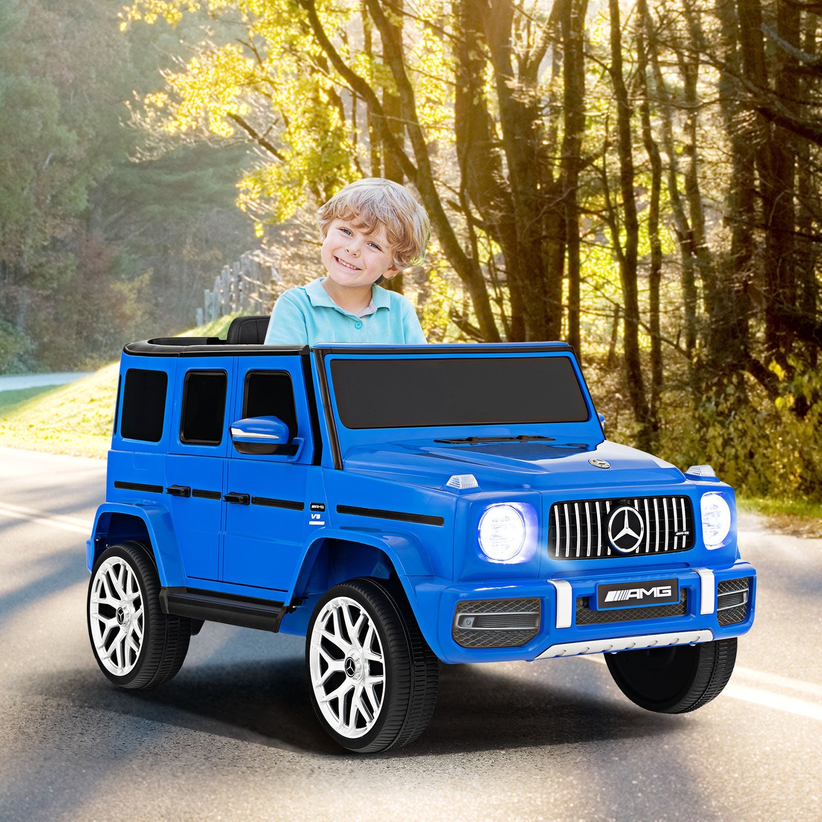 12V Mercedes-Benz G63 Licensed Kids Ride On Car with Remote Control-Na ...