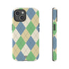 GREEN BLUE BEIGE ARGYLE | Tough Phone Case