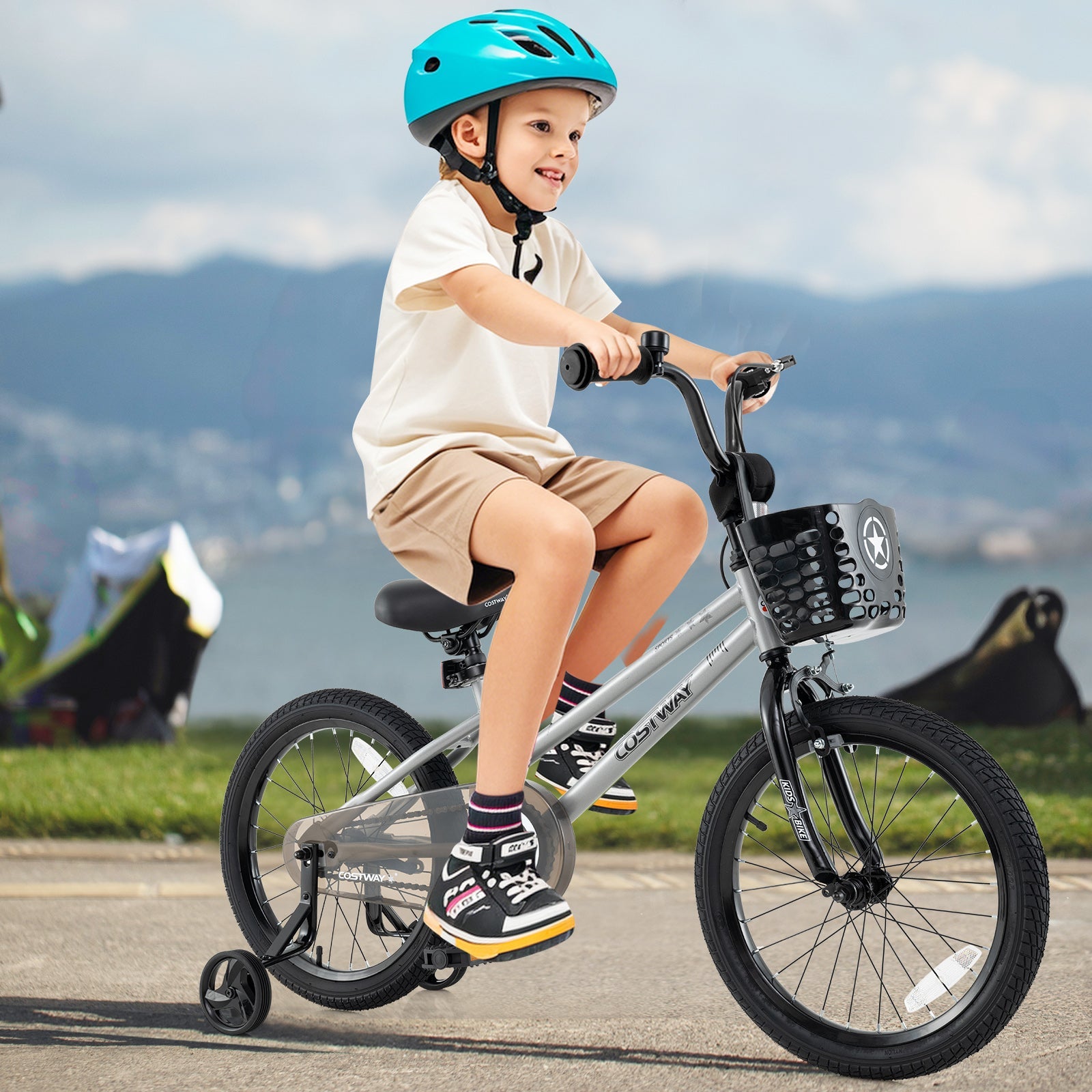 18 Inch Kids Bike Adjustable with Transparent Chain Cover for 4-8 Year ...