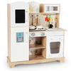 Wooden Kids Pretend Kitchen Playset Cooking Play Toy with Utensils and Sound