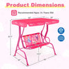 2-Seater Kids Patio Swing with Metal Stand and Adjustable Canopy-Pink