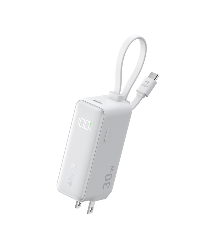 Anker Power Bank (30W, 5k,  Fusion, Built-In USB-C Cable)