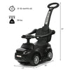 3 in 1 Ride on Push Car Toddler Stroller Sliding Car with Music-Black