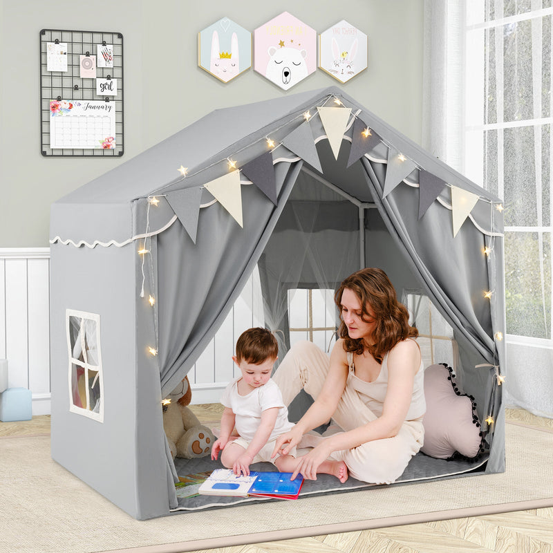 3-4 Kids Large Play Tent House with 2 Opening Doors and Star Lights-Gr – Perfect Stock