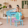 30-Key Wood Toy Kids Grand Piano with Bench and Music Rack-Blue
