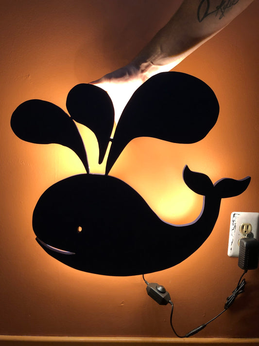 Wooden Whale Wall Decor with LED Backlighting and Remote Control