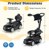 3-in-1 Ride on Push Car Mercedes-Benz Licensed Sliding Car with Canopy-Black