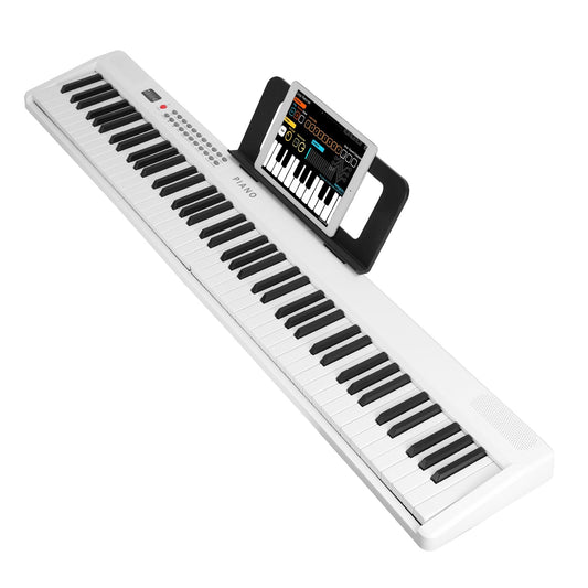 Folding Piano Keyboard 88 Keys Rechargeable Full Size Semi Weighted Piano Digital Electronic Piano with LCD Screen Carry Bag Mic Sheet Music Stand Sti