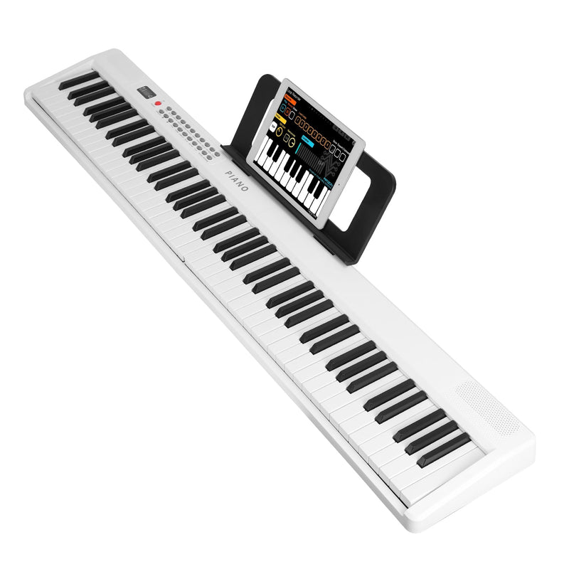 Folding Piano Keyboard 88 Keys Rechargeable Full Size Semi Weighted Piano Digital Electronic Piano with LCD Screen Carry Bag Mic Sheet Music Stand Sti