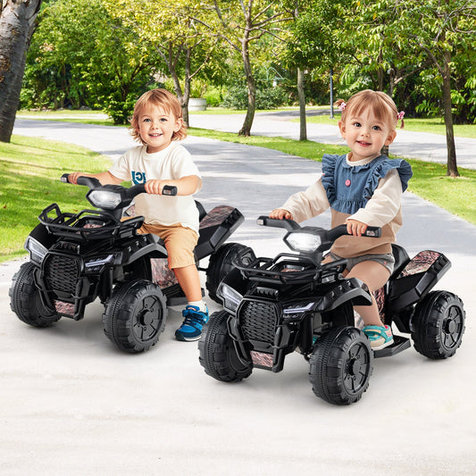 6V Kids ATV Quad Electric Ride On Car with LED Light and MP3-Solid Black