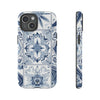BLUE WHITE TILE | Tough Phone Case