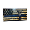 Custom Wooden Thin Blue Line Flag with Police Baton and Engraved Badge