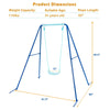 Outdoor Kids Swing Set with Heavy-Duty Metal A-Frame and Ground Stakes-Blue