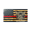 Wooden Thin Red Line American Flag with Custom Logo and Personalization