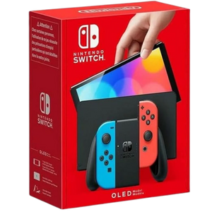 Nintendo Switch OLED with Neon Red and Blue Joy-Con