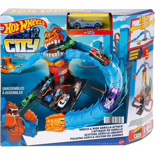 Hot Wheels City Wreck & Ride Gorilla Attack Playset | Gas Station Adventure