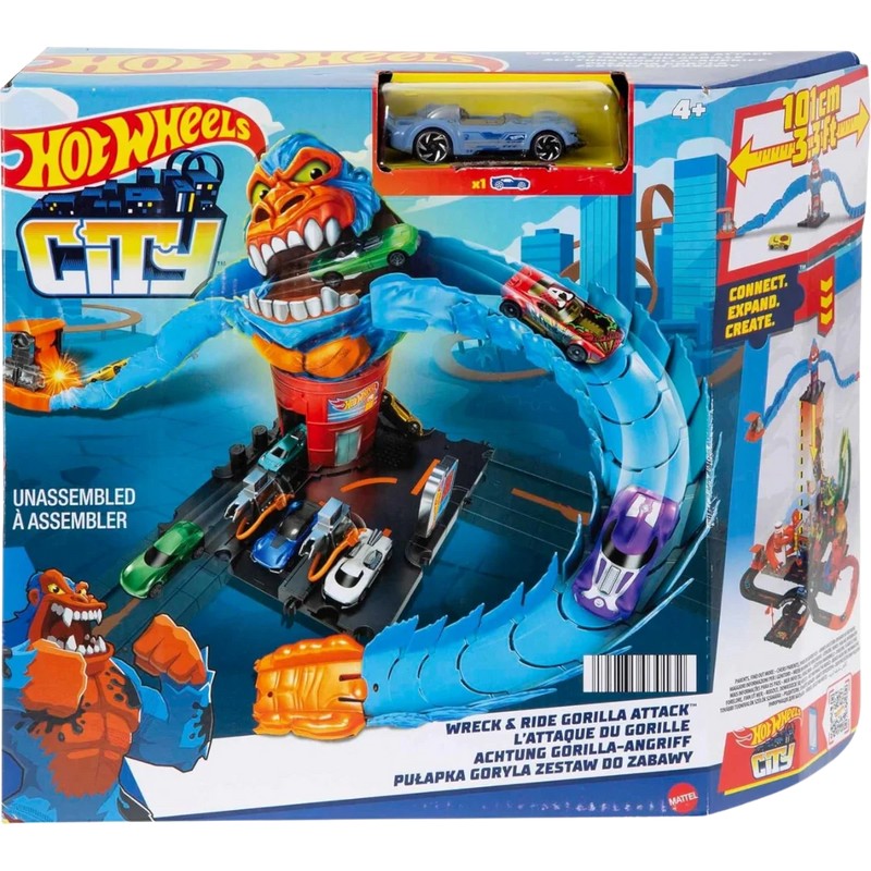 Hot Wheels City Wreck & Ride Gorilla Attack Playset | Gas Station Adventure
