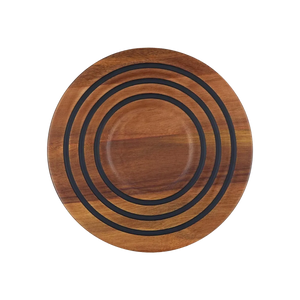 Le Creuset Magnetic Wooden Trivet Acacia Wood with Black Silicone Rings