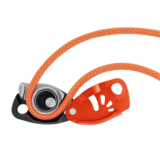 Petzl Neox Belay Device Reliable Cam-Assisted Blocking for Climbers Orange