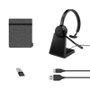 Jabra Evolve 65 TE Wireless Single-Ear Headset with Charging Stand– Black