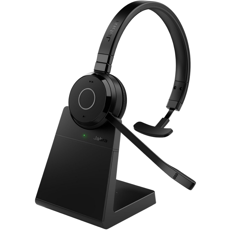 Jabra Evolve 65 TE Wireless Single-Ear Headset with Charging Stand– Black