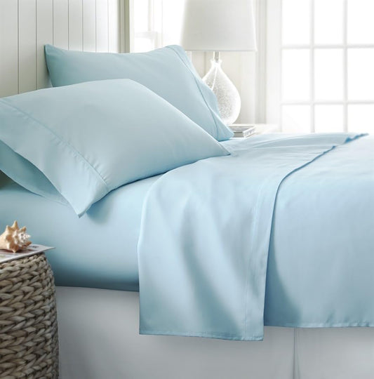 4-Piece 100% Cotton Solid Sheet Set – 300 Thread Count, Luxury Extra Soft