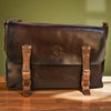 Bovine Leather Buckled Messenger Bag - Brown
