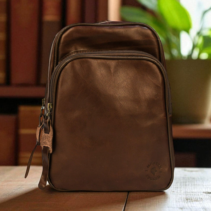 Bovine Leather Sling Bag - Brown