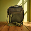 Bovine Leather Small Satchel Bag - Olive