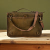 Bovine Leather Briefcase - Olive