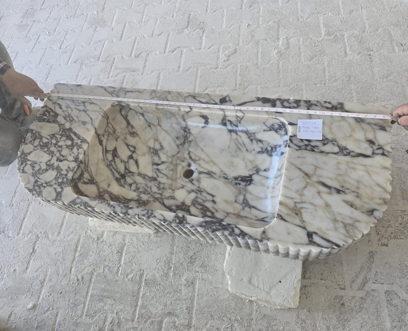 Calacatta Viola Marble Wall-mount Bathroom Vanity carved from Solid Block (W)20