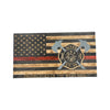 Wooden Thin Red Line American Flag with Axes and Custom Maltese Cross