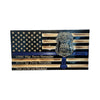 Custom Wooden Thin Blue Line Flag with Police Baton and Engraved Badge