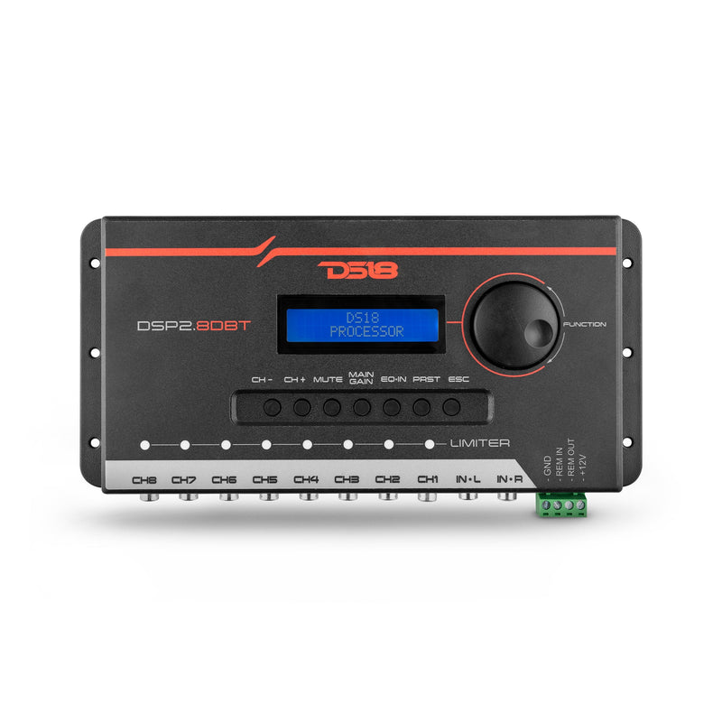 2-Channel In and 8-Channel Out Digital Sound Processor (DSP) with Bluetooth and LCD Screen