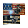 Wooden American Flag with Marine Corps Logo and Personalization