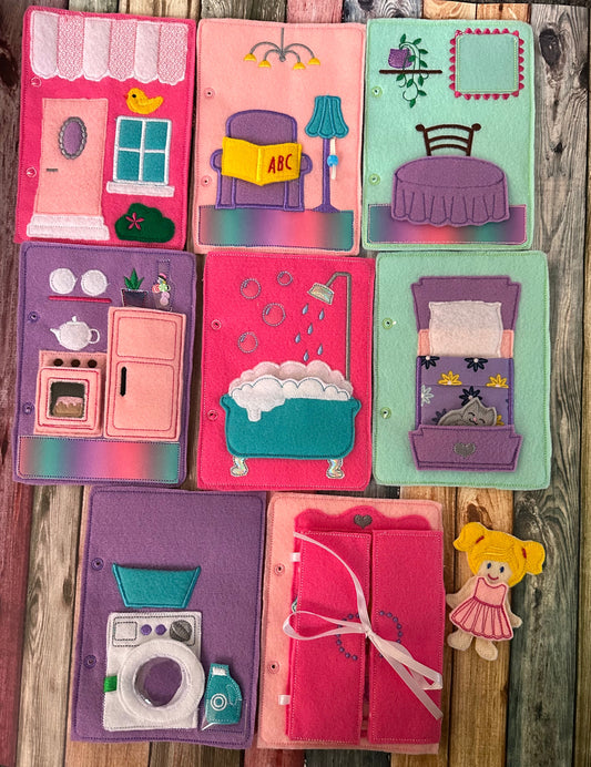 Felt Dollhouse Quiet Book - Toddler Activity Book - Educational Gift for Girls - Learning Toy - Unpaper Doll