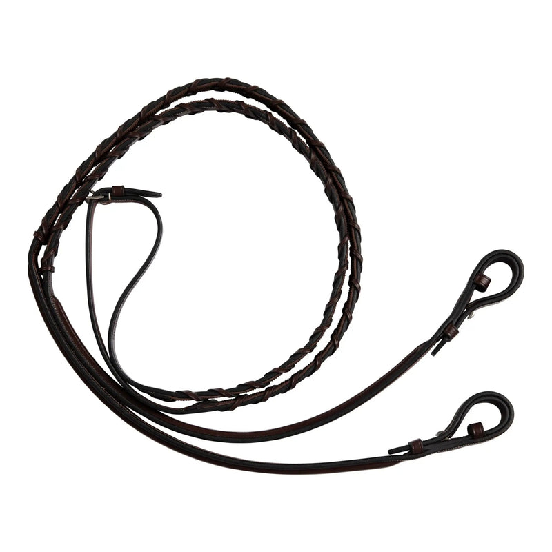 Huntley Equestrian Fancy Stitched Rubber Lined Laced Reins, Size Full