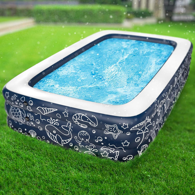 Inflatable Swimming Pool XL for Kids/Adults/Family, Dark Blue (Large 10'x6' Ft / 22