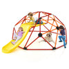 Kids Climbing Dome with Slide and Fabric Cushion for Garden Yard-Orange