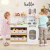 Kids Kitchen Playset with Cooking Accessories and Toy Cuttable Veggies-White