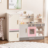 Kids Play Kitchen Set with Realistic Range Hood and Refrigerator