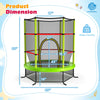 55 Inch Kids Recreational Trampoline Bouncing Jumping Mat with Enclosure Net-Green