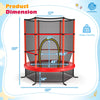 55 Inch Kids Recreational Trampoline Bouncing Jumping Mat with Enclosure Net-Red