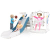 4-in-1 Kids Slide and Swing Set with Basketball Hoop-Blue