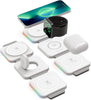 (2 Pack Set) Travel 3 in 1 Charging Station for Multiple Devices Apple Compatible Folding Magnetic Charger for AirPods, Apple Watch and iPhone (Compatible with MagSafe)